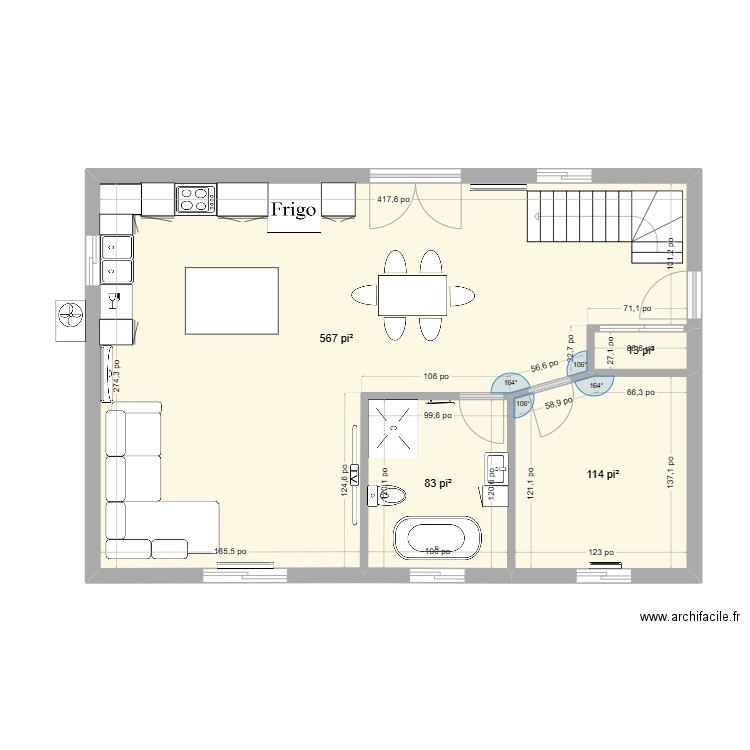zach. Plan de 4 pièces et 72 m2