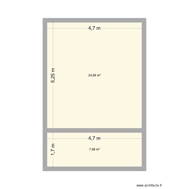 001. Plan de 2 pièces et 33 m2