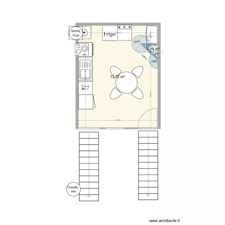 TIVISSA5CUISINE. Plan de 2 pièces et 14 m² TIVISSA5CUISINE. Plan de 2 pièces et 14 m²