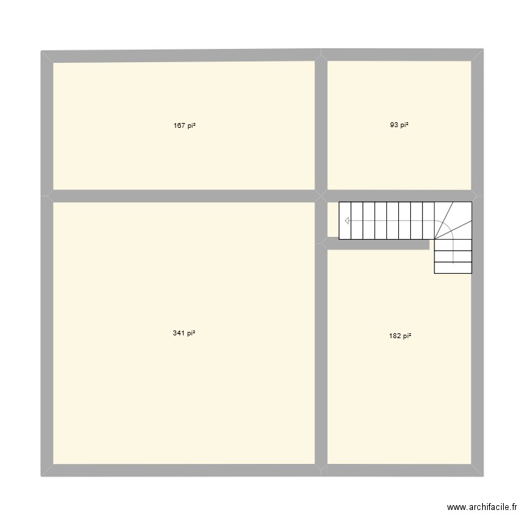 sous sol. Plan de 4 pièces et 73 m2
