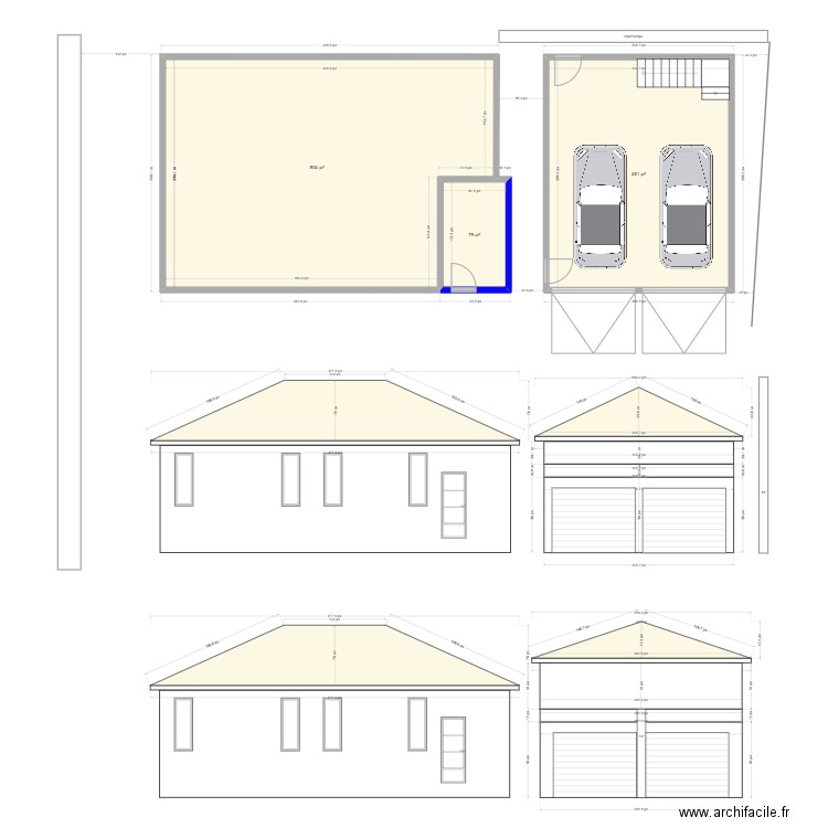 Dérogation. Plan de 3 pièces et 127 m2