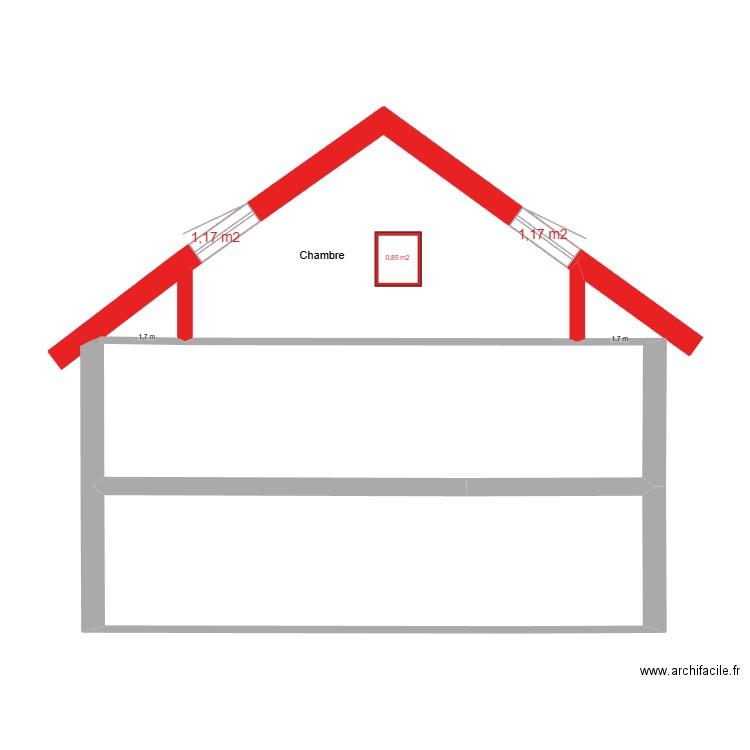 Façade Ouest vue en coupe 04.12.2025. Plan de 4 pièces et 67 m2
