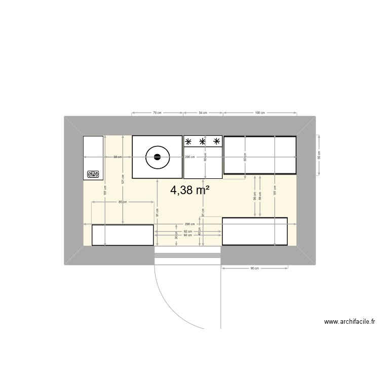 cellier. Plan de 1 pièce et 4 m2