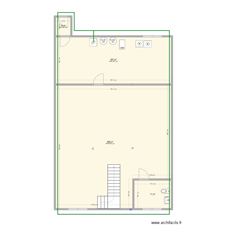 sous-sol_2. Plan de 4 pièces et 125 m2