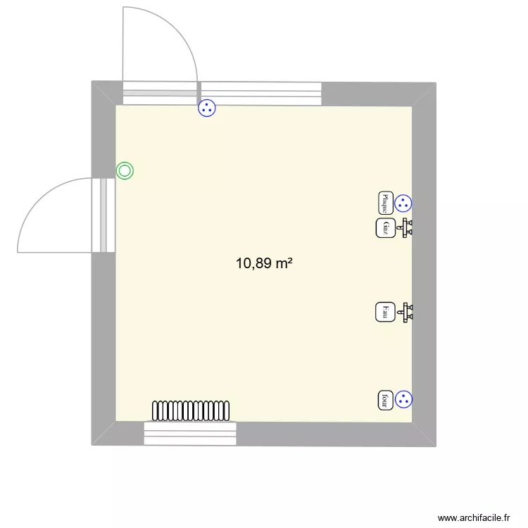 Cuisine Actuelle. Plan de 1 pièce et 11 m²