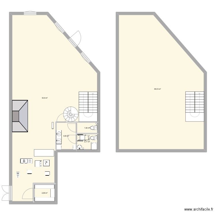 Le Donjon Gourmand. Plan de 6 pièces et 194 m2