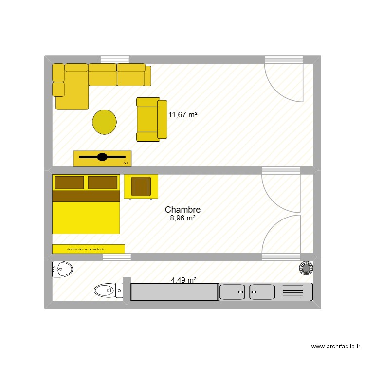 RICO APPART. Plan de 3 pièces et 25 m2