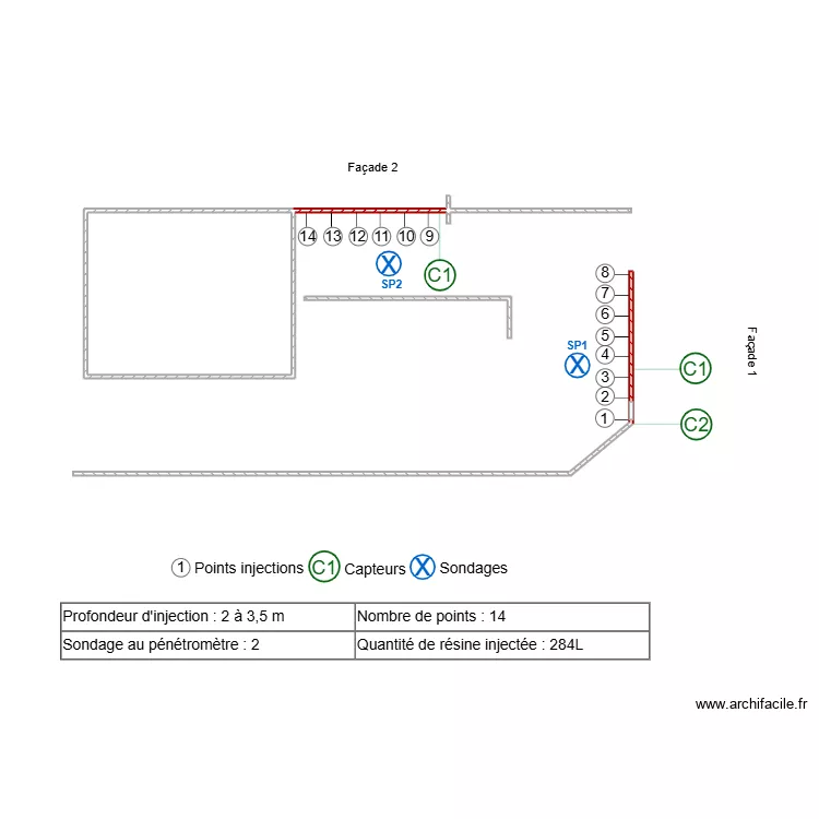 GUECHOUD. Plan de 1  et 9 m²
