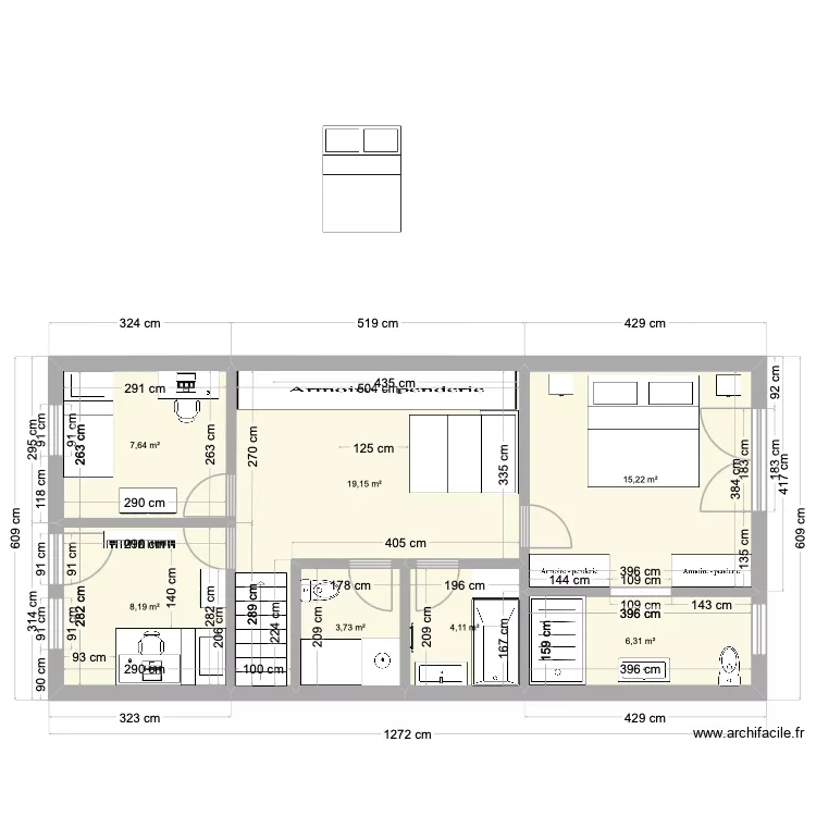 Fabien et Marie 4. Plan de 7  et 64 m²