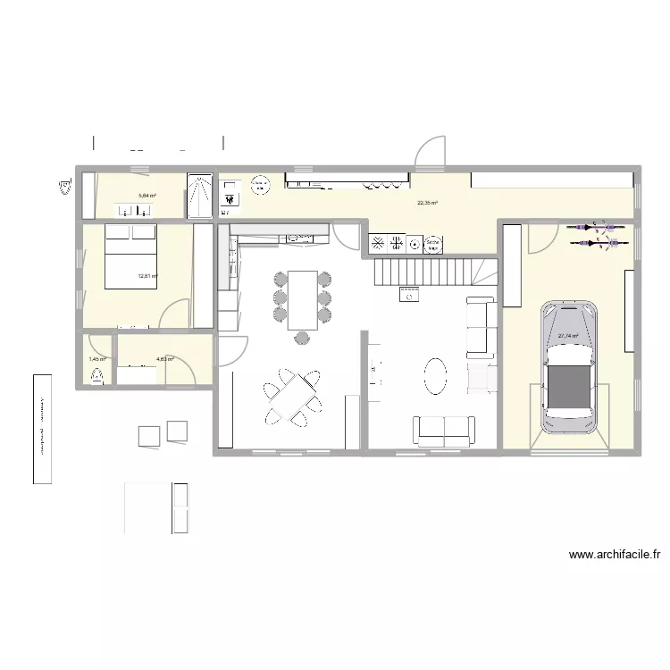 plan rezsana entree. Plan de 6  et 75 m²