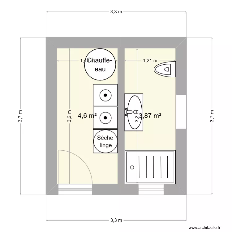 JC - SDB RDC. Plan de 2 et 8 m² JC - SDB RDC. Plan de 2 et 8 m²