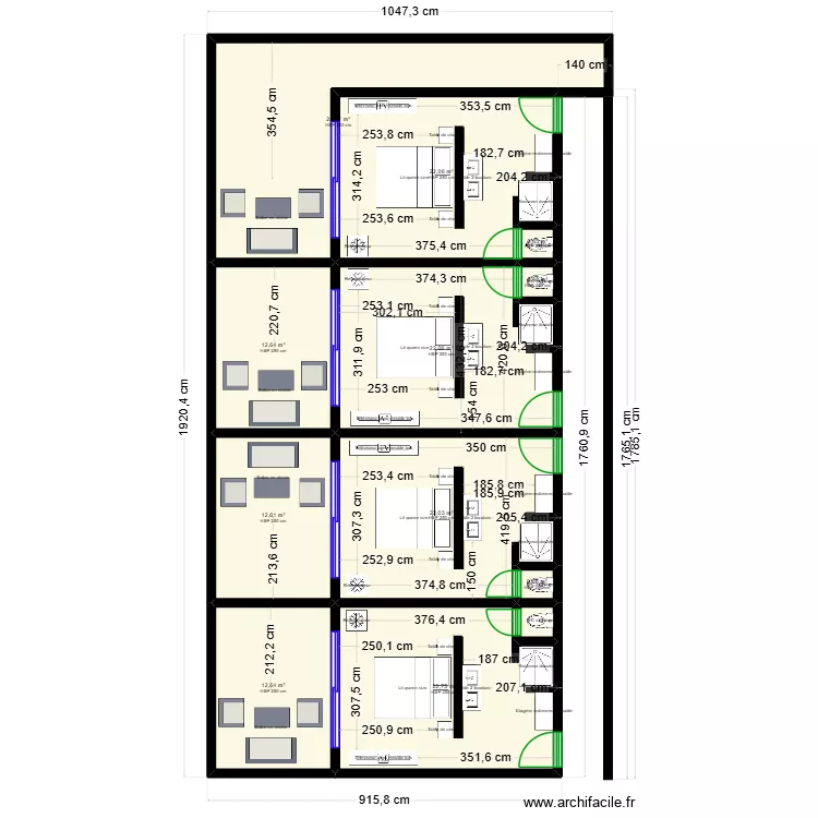 LES 04 CHAMBRES DE REEZ DE CHAUSSEE. Plan de 11  et 154 m²