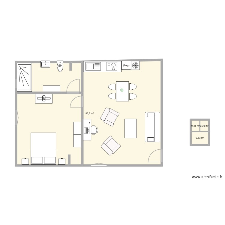 appartement 8. Plan de 4 pièces et 58 m2