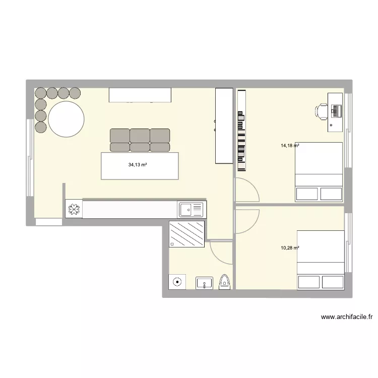 50P. Plan de 3 et 59 m² 50P. Plan de 3 et 59 m²