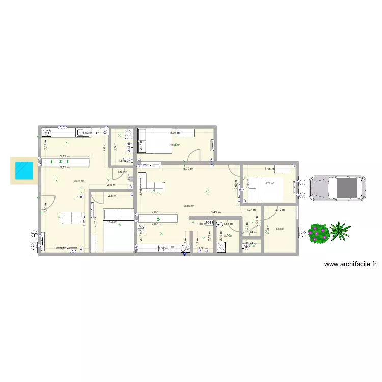 Plan avec projet avant et arri&egrave;re. Plan de 