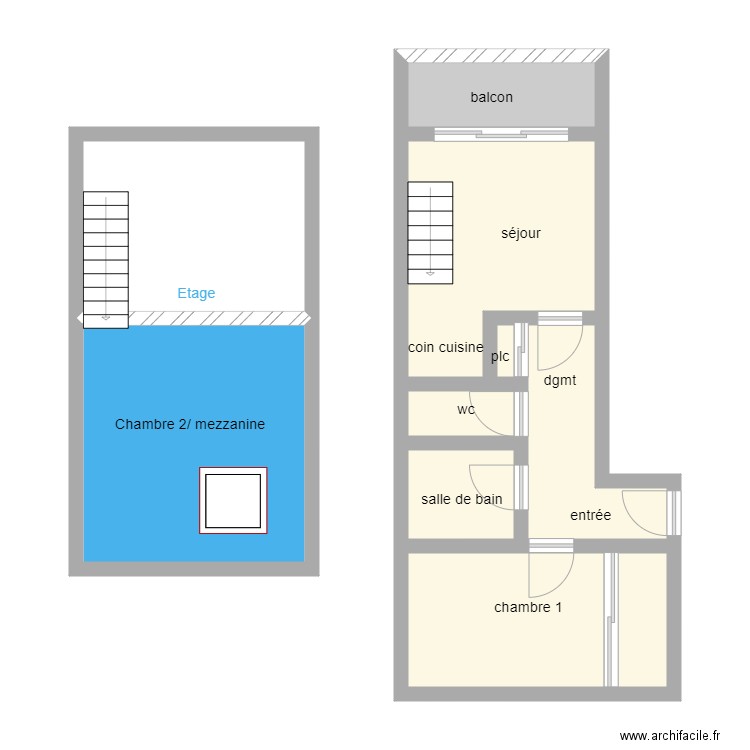 0193. Plan de 10 pièces et 65 m2