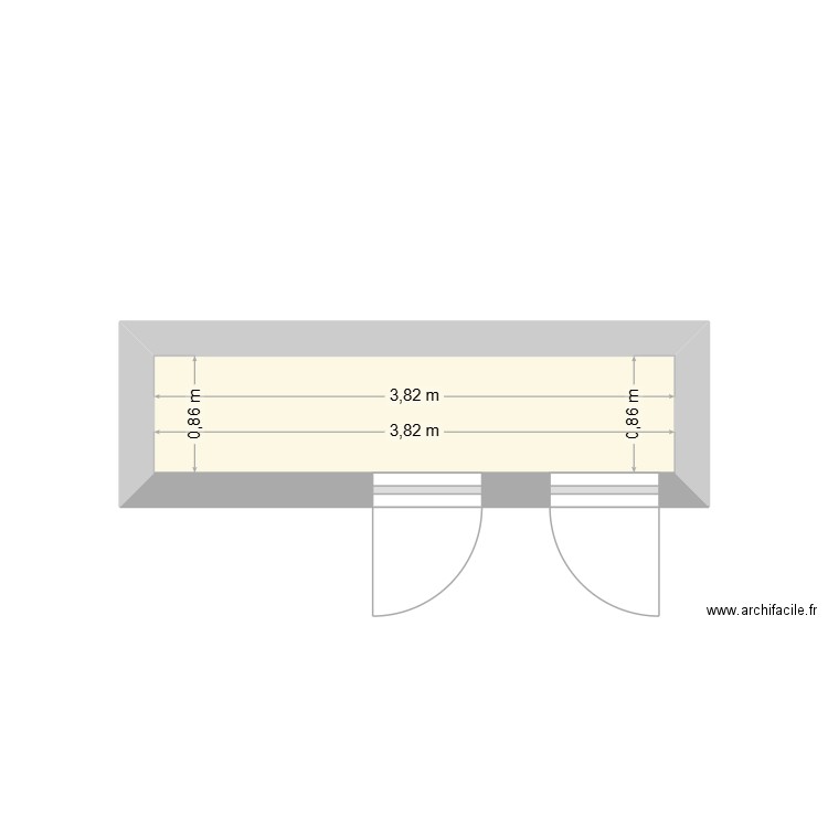 Balcon Apt 30 Rt 2. Plan de 1 pièce et 3 m2