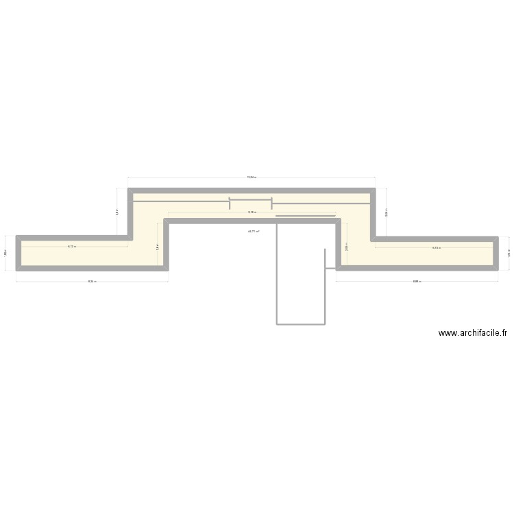 nier. Plan de 1 pièce et 45 m2