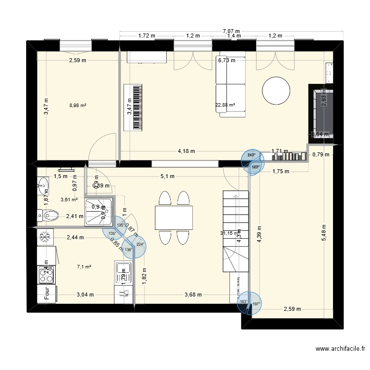 planProvisoire. Plan de 5 pièces et 74 m2