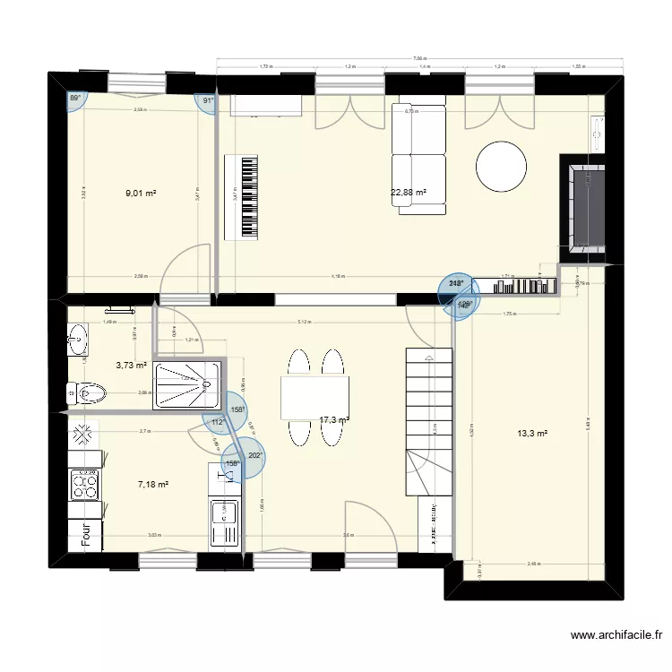 planProvisoire. Plan de 6  et 73 m²