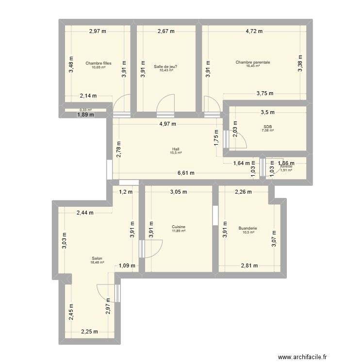 Marly haut. Plan de 10 pièces et 103 m2