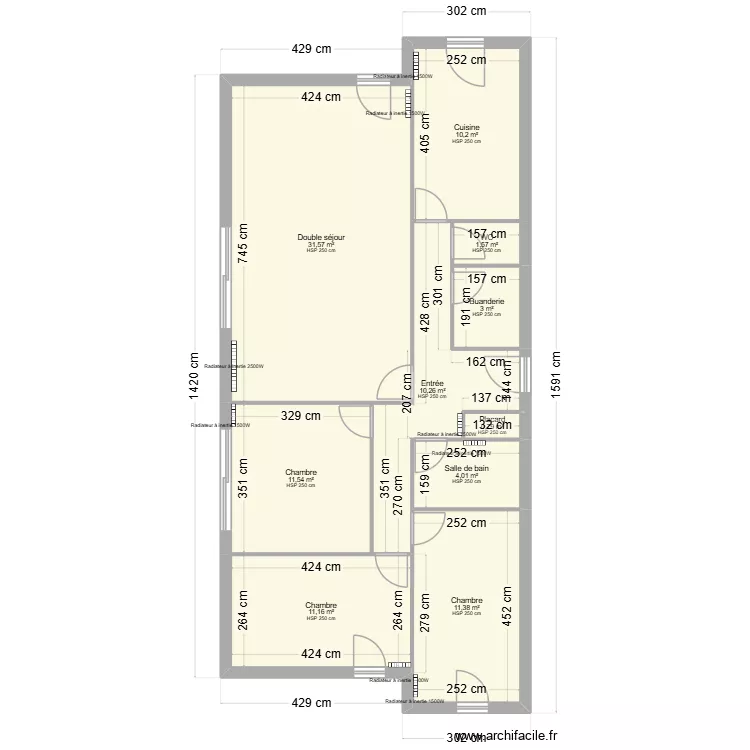 Dominique Garnier. Plan de 10  et 95 m²