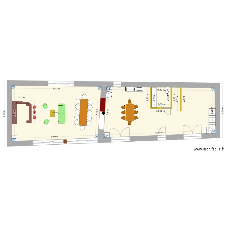 Grange Pechgouyran. Plan de 2 pièces et 111 m2