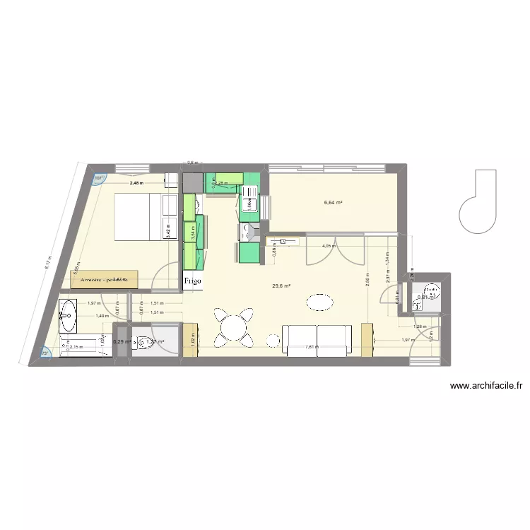 villa astrid2. Plan de 6 pièces et 53 m²