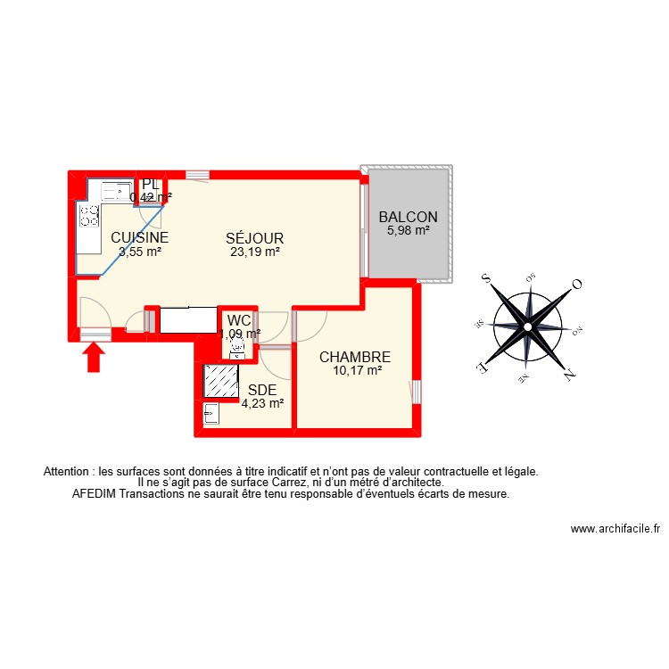 BI 24280. Plan de 11 pièces et 61 m2