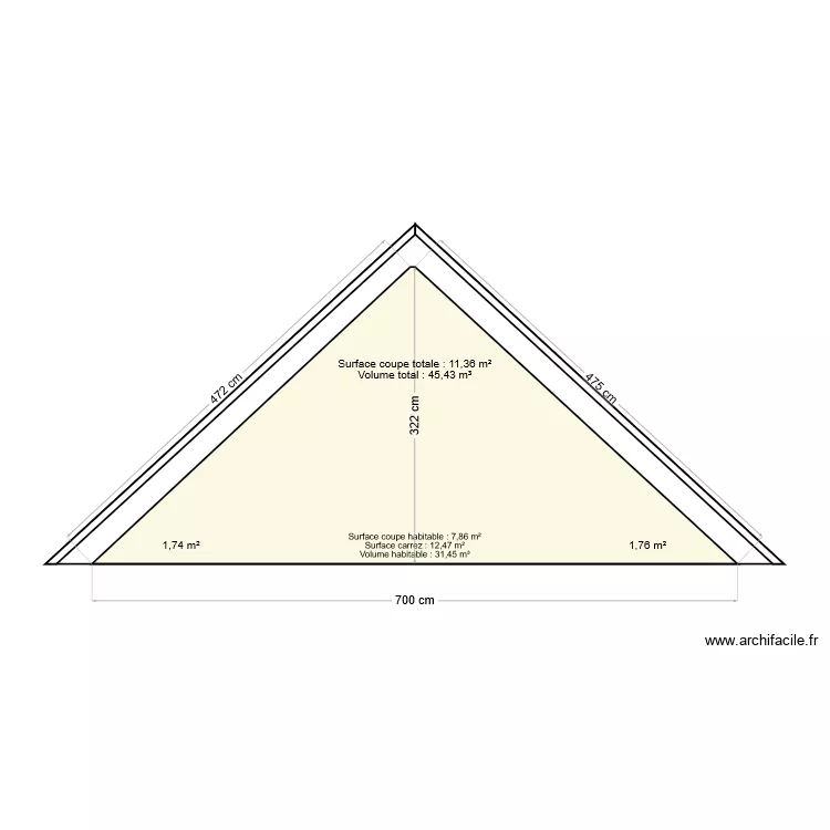 Coupe combles. Plan de 