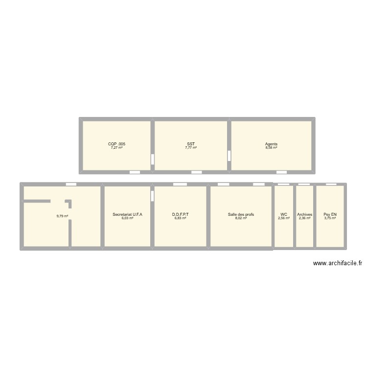 alinezi. Plan de 10 pièces et 63 m2