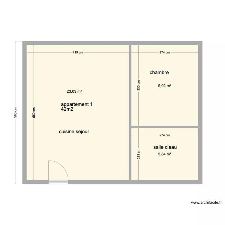 Chaumont int&eacute;rieur appartement 1. Plan de 
