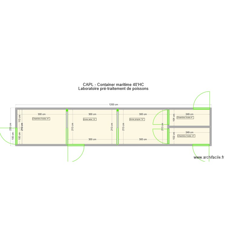 CAPL - Plan 40' HC - Chambres froide. Plan de 5 pièces et 24 m2