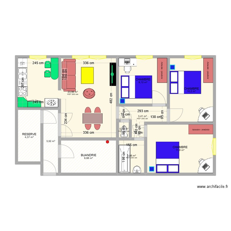 APPARTEMENT F4. Plan de 10 pièces et 76 m2