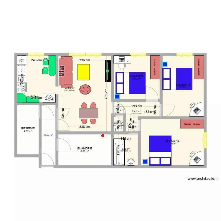 APPARTEMENT F4. Plan de 