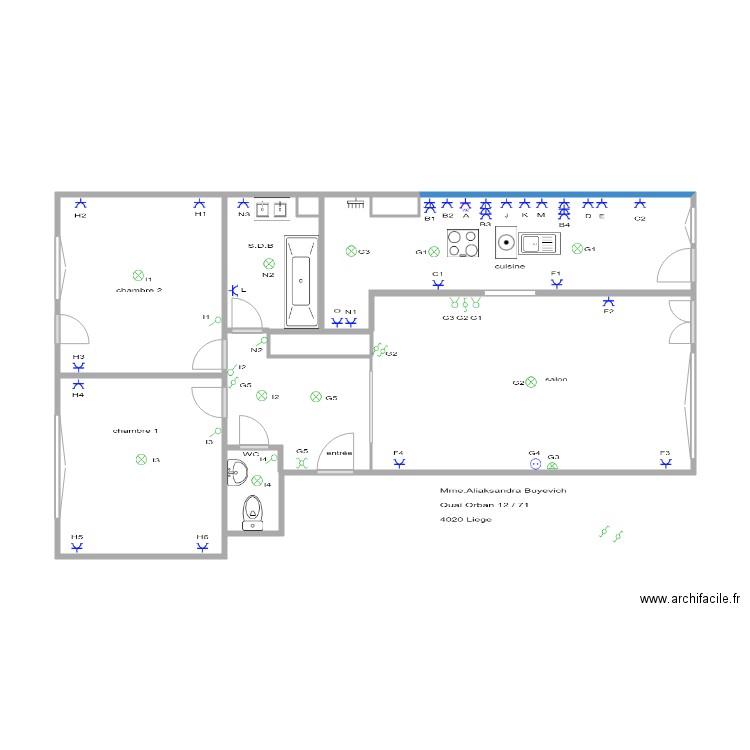 bitalii. Plan de 10 pièces et 56 m2