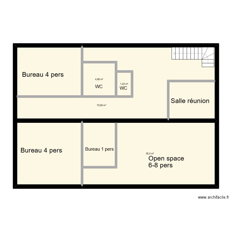 etage. Plan de 4 pièces et 112 m2