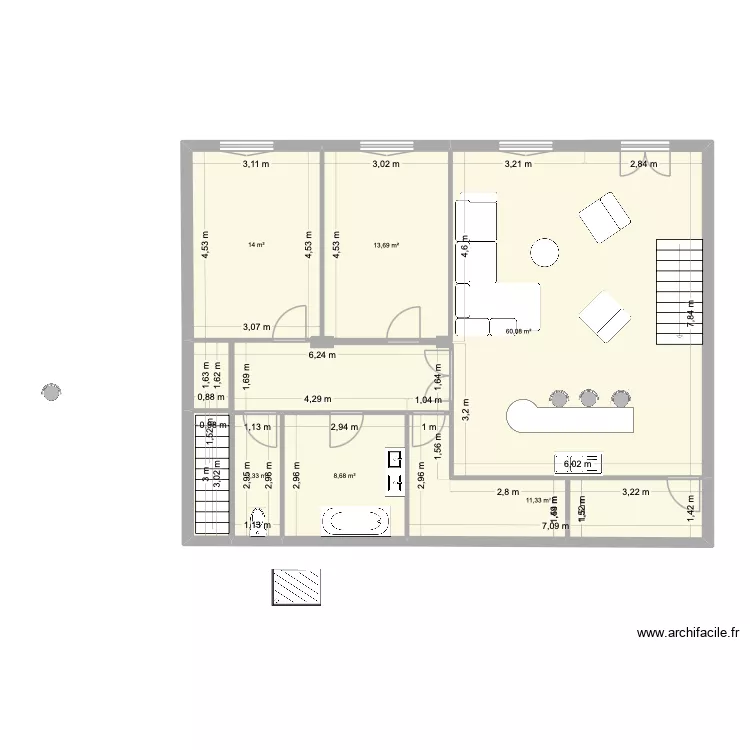 Rez de jardin projet V1. Plan de 0 pièce et 0 m2 Rez de jardin projet V1. Plan de 0 pièce et 0 m2