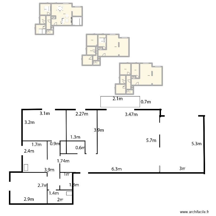 appart. Plan de 23 pièces et 236 m2