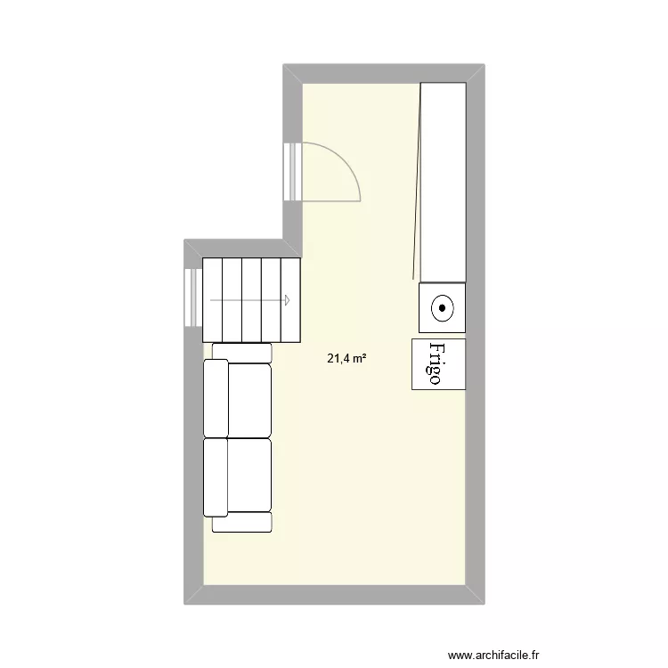 salon. Plan de 1  et 21 m²