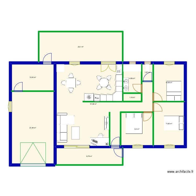 maison. Plan de 11 pièces et 159 m2