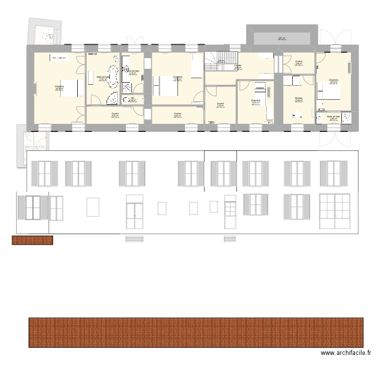 Thomery facade NO. Plan de 28 pièces et 298 m2