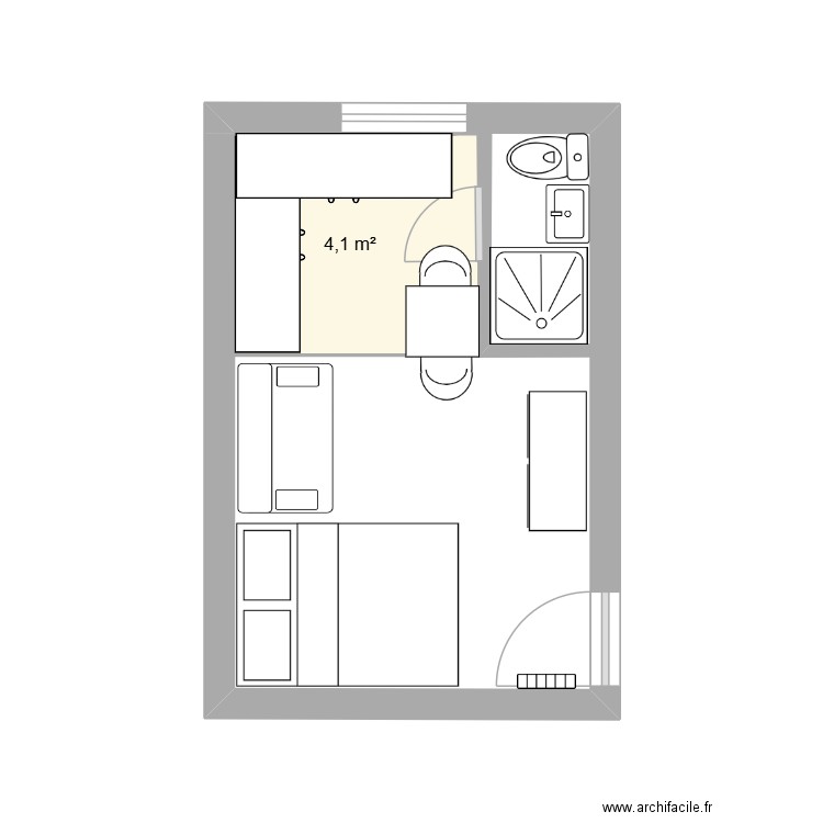 guenot. Plan de 1 pièce et 4 m2