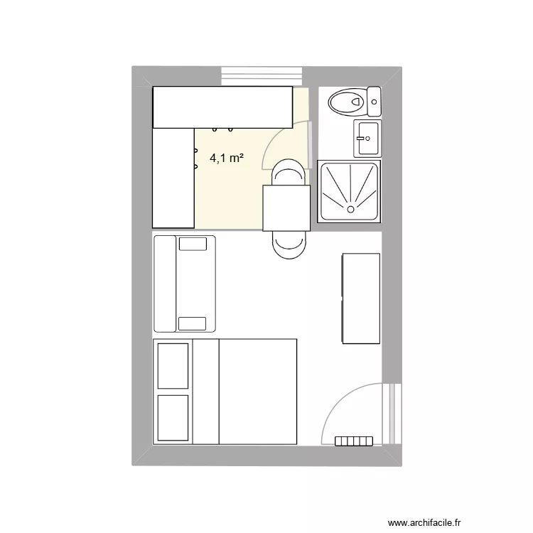 guenot. Plan de 1 pièce et 4 m²