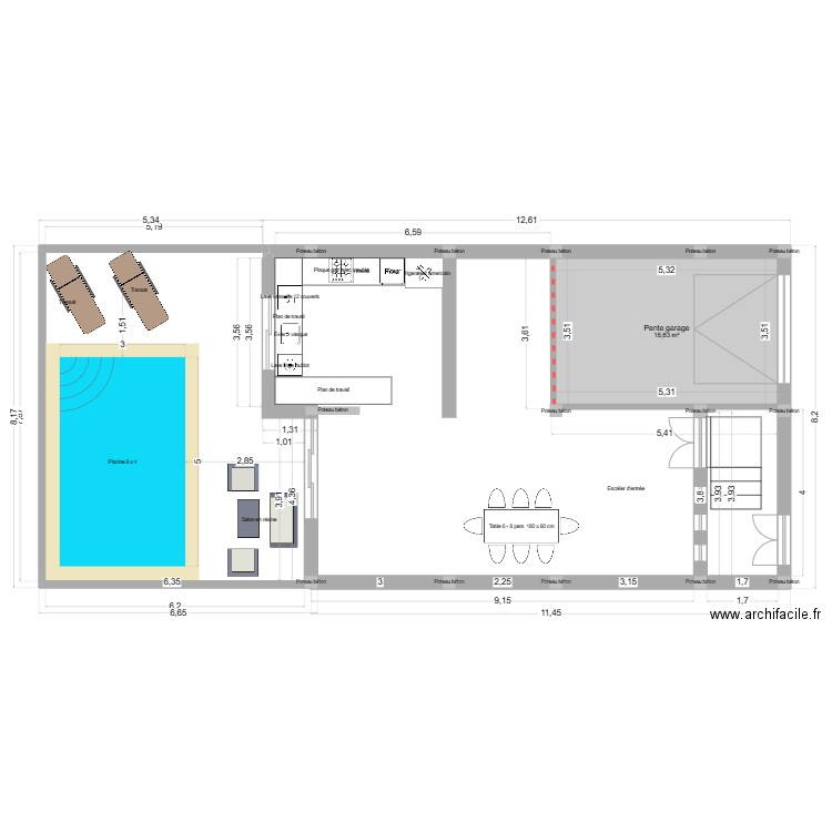 Plan RDC. Plan de 1 pièce et 19 m2