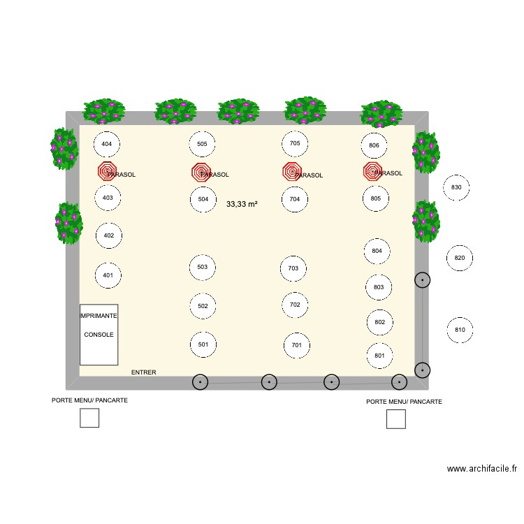 CONTRE TERASSE. Plan de 1 pièce et 33 m2