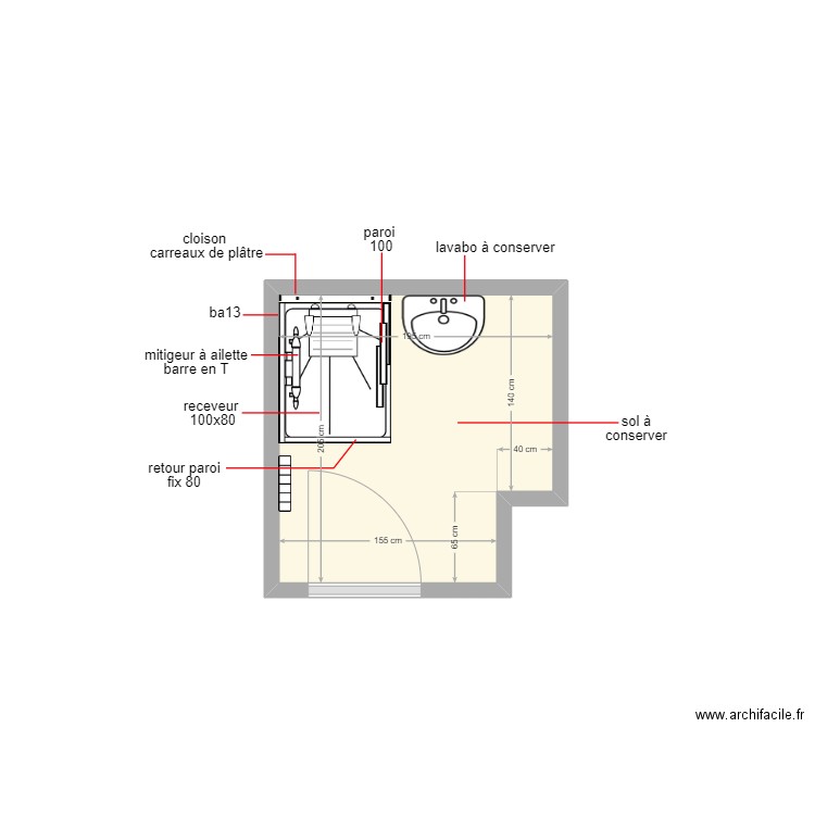 jean. Plan de 1 pièce et 4 m2