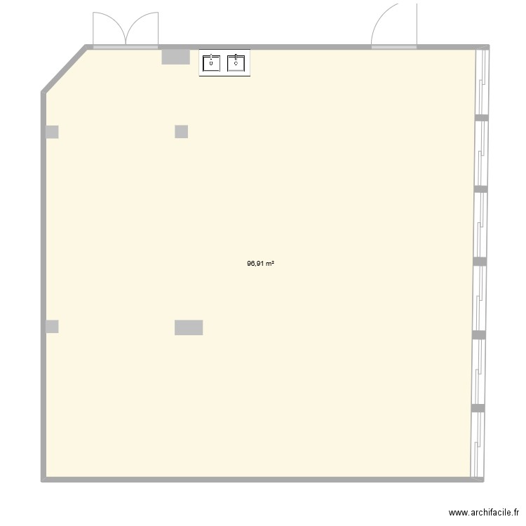 Plan salle E1 Pierre Bérégovoy. Plan de 1 pièce et 97 m2