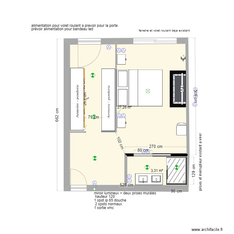 chambre parental 2. Plan de 2 pièces et 31 m2