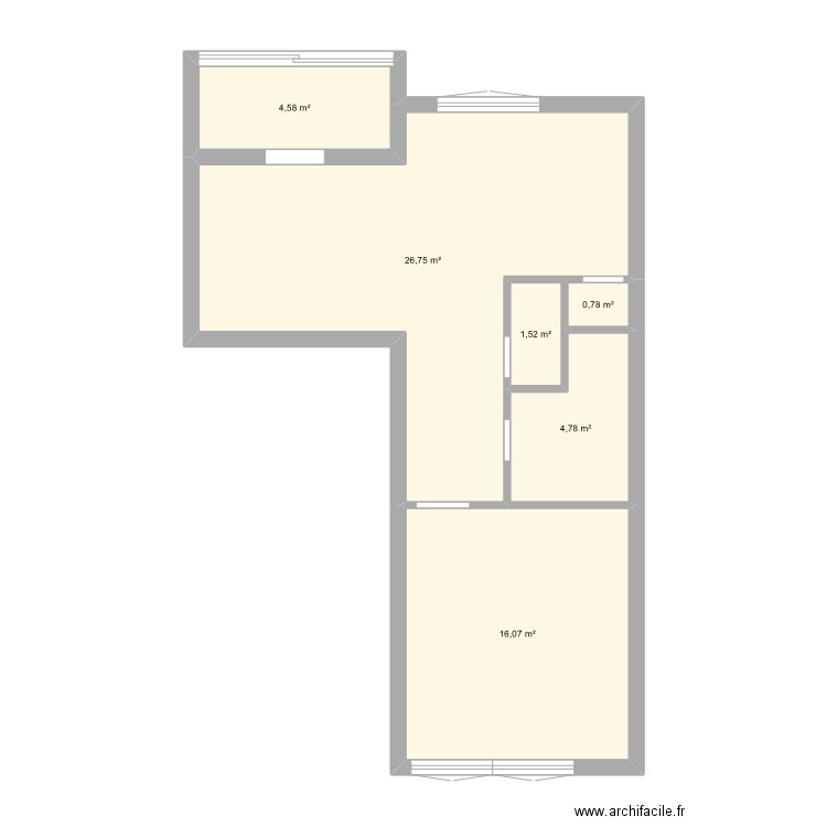 Plan renovation. Plan de 6 pièces et 54 m2